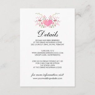 Carte D'accompagnement Amour Rose   Décoration de Mariage Champêtre