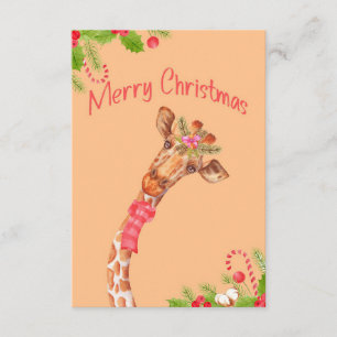 Carte D'accompagnement Amoureux de girafe Girafes Afrique Joyeux Noël