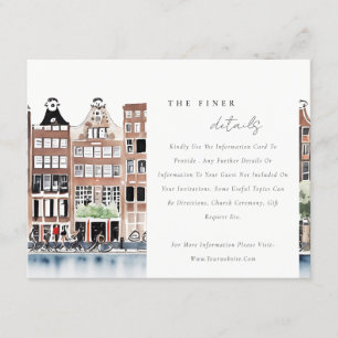 Carte D'accompagnement Amsterdam Dutch Canal Landcape Détails du Mariage