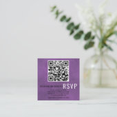 Carte D'accompagnement Analyser le code QR en ligne RSVP mariage violet e (Debout devant)