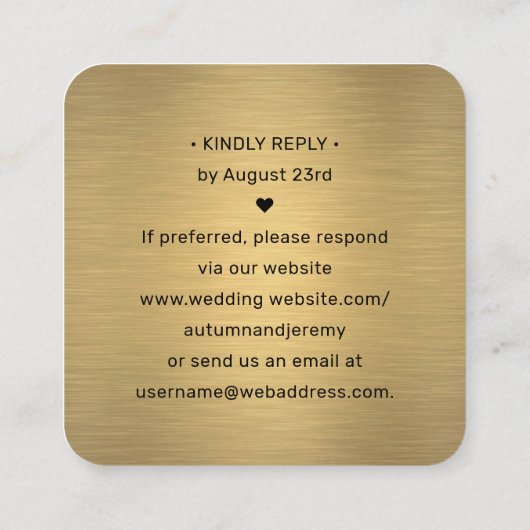 Carte D'accompagnement Analyser moi QR RSVP Black & Gold Carré Mariage (Dos)