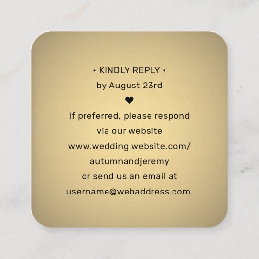 Carte D'accompagnement Analyser moi QR RSVP Faux Gold Foil Mariage Carré (Dos)
