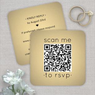 Carte D'accompagnement Analyser moi QR RSVP Faux Gold Foil Mariage Carré