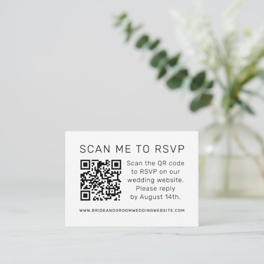 Carte D'accompagnement Analyser moi vers RSVP Mariage QR Code photo RSVP (Debout devant)