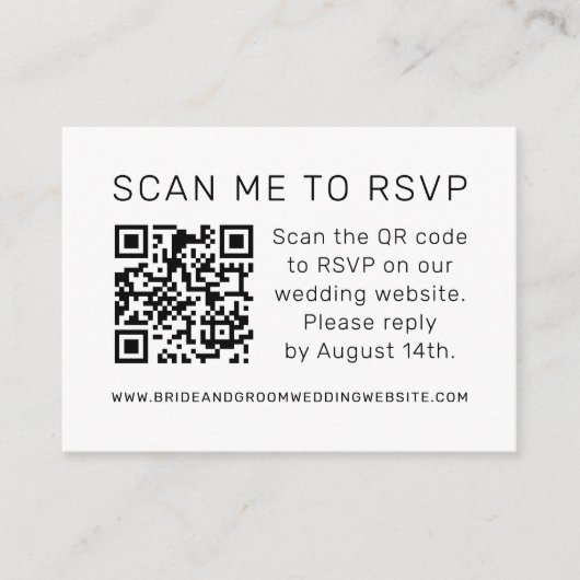 Carte D'accompagnement Analyser moi vers RSVP Mariage QR Code photo RSVP (Devant)