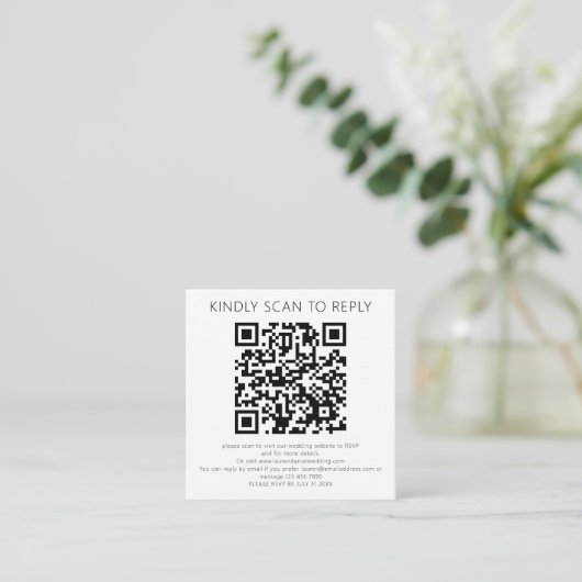 Carte D'accompagnement Analyser pour répondre QR Code Noir Blanc Mariage  (Debout devant)