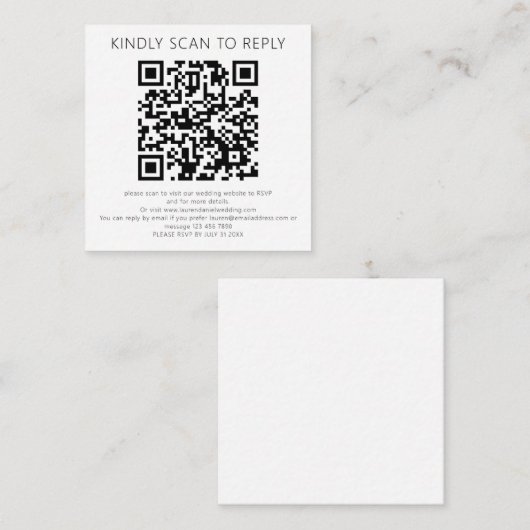Carte D'accompagnement Analyser pour répondre QR Code Noir Blanc Mariage  (Devant / Derrière)