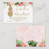 Carte D'accompagnement Ananas Floral Devinez combien de baisers jeu nupti (Devant / Derrière)