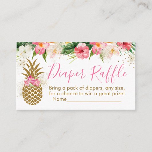 Carte D'accompagnement Ananas Tropical Floral Douche Raffle (Devant)