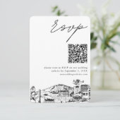 Carte D'accompagnement Ancrage Mariage moderne RSVP QR Code (Debout devant)