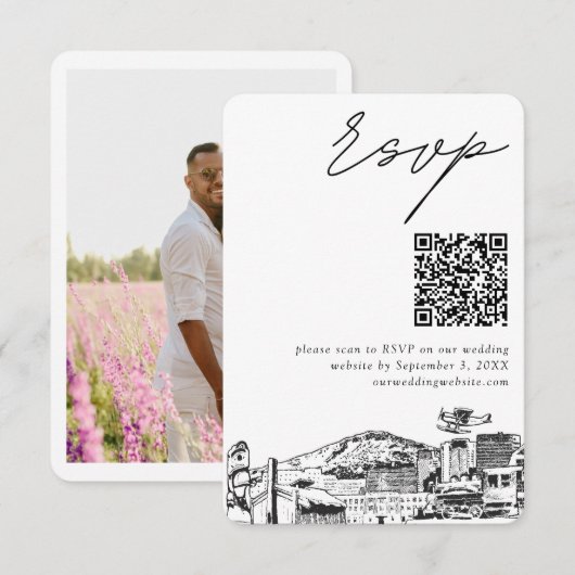 Carte D'accompagnement Ancrage Mariage moderne RSVP QR Code (Devant / Derrière)