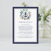 Carte D'accompagnement Ancre Aquarelle Vert Mariage Wreath Détails (Debout devant)