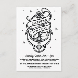 Carte D'accompagnement Ancre De Réception Mariage Couteau Tatouage tradit