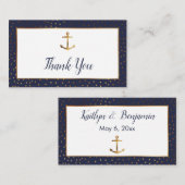 Carte D'accompagnement Ancre d'or Confetti, Merci de marine (Devant / Derrière)