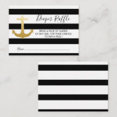 Carte D'accompagnement Ancre d'or Faux Nautique | Raffle de couches (Devant / Derrière)