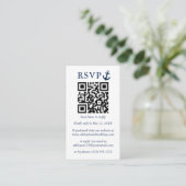 Carte D'accompagnement Ancre mariage bleu marine QR RSVP rayé (Debout devant)