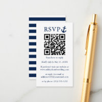 Ancre mariage bleu marine QR RSVP rayé