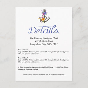 Carte D'accompagnement Ancre nautique Détails de la floraison Direction