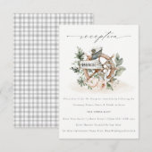 Carte D'accompagnement Ancre nautique Roue Floral Mariage Réception (Devant / Derrière)