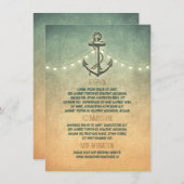 Carte D'accompagnement Ancre nautique rustique et lumières Détails du Mar (Devant / Derrière)