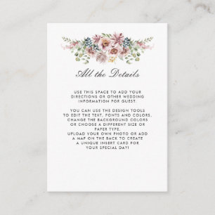 Carte D'accompagnement Anemone Blush Blue Grey Détails MARIAGE Instructio