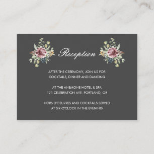Carte D'accompagnement Anemone Blush Gris chic mariage floral Réception
