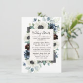 Carte D'accompagnement Anemone Dusty Blue Thistle Bourgogne Floral Mariag (Debout devant)