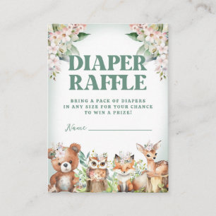 Carte D'accompagnement Animaux boisés Vert doux et chair florale Raffle