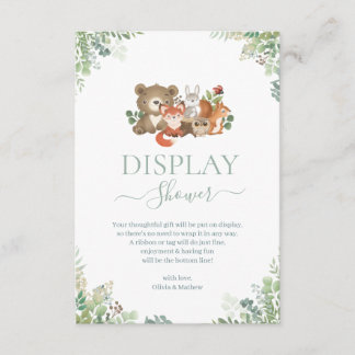 Carte D'accompagnement Animaux de bois Baby shower Affichage Douche Enclo