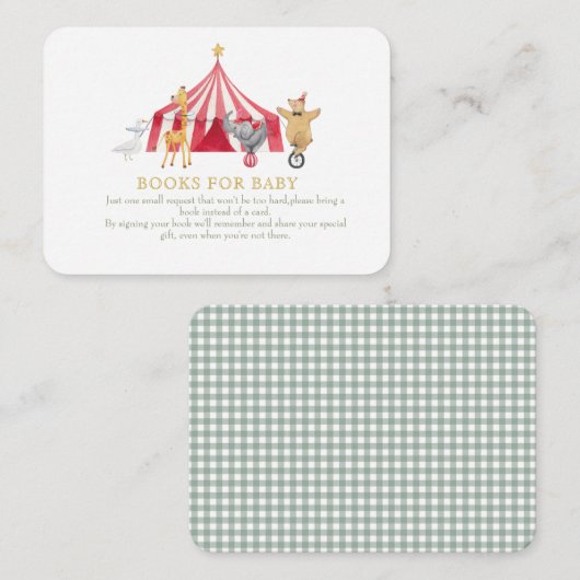 Carte D'accompagnement Animaux de cirque Livres pour bébé  (Devant / Derrière)