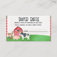 Animaux de ferme Baby shower Déchets Raffle Card I