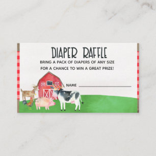 Carte D'accompagnement Animaux de ferme Baby shower Déchets Raffle Card I