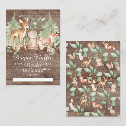 Carte D'accompagnement Animaux de forêt boisée rustique Bébé Barreau Raff (Devant / Derrière)