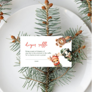 Carte D'accompagnement Animaux de la forêt d'hiver Baby shower Déchets Ra