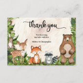 Carte D'accompagnement Animaux de la forêt tranche de bois verdure merci (Devant)