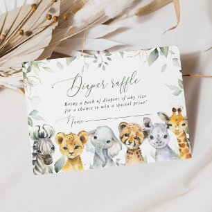 Carte D'accompagnement Animaux de la jungle, Safari, Sauvage, Raffle