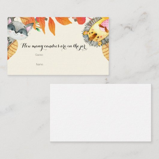 Carte D'accompagnement Animaux rustiques Combien de bonbons dans le pot C (Devant / Derrière)