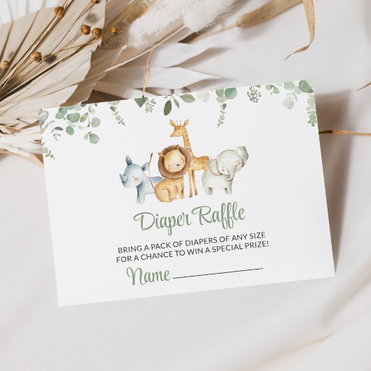 Carte D'accompagnement Animaux Safari, Jungle, Verdure, Raffle de couches