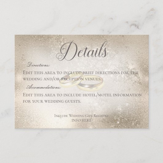 Carte D'accompagnement Anneaux de Mariage or sur Mariage or Détails (Devant)
