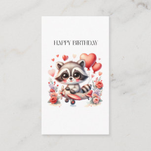 Carte D'accompagnement Anniversaire de Raton Laveur Volant