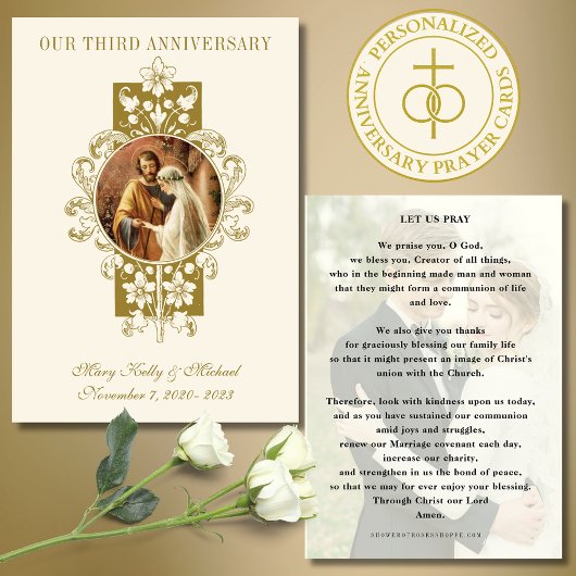 CARTE D'ACCOMPAGNEMENT ANNIVERSAIRE DU MARIAGE CATHOLIQUE PRIÈRE AVEC PHO