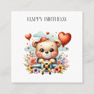 Carte D'accompagnement Anniversaire Pilote Ours en Peluche