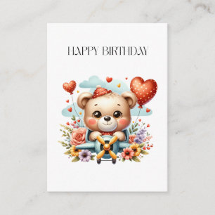 Carte D'accompagnement Anniversaire Pilote Ours en Peluche