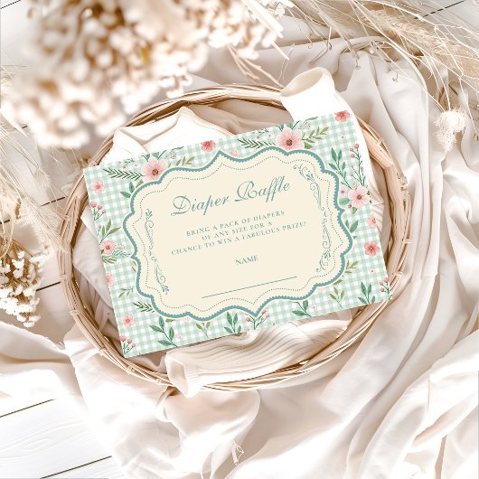 Carte D'accompagnement . Antique Floral Scalloped Diapper Raffle