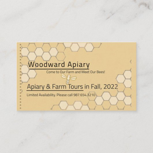 Carte D'accompagnement Apiary Honeycomb abeille jaune (Dos)