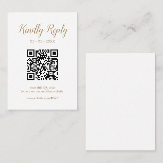 Carte D'accompagnement Appel de mariage en calligraphie dorée avec QR Cod (Devant / Derrière)