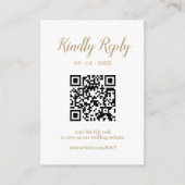 Carte D'accompagnement Appel de mariage en calligraphie dorée avec QR Cod (Devant)