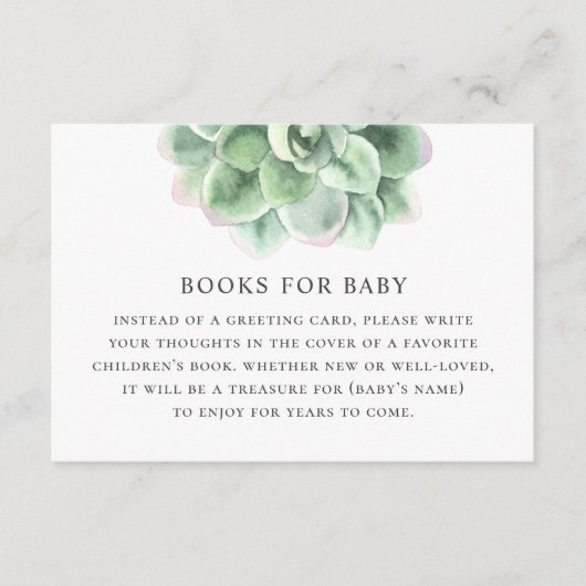 Carte D'accompagnement Apportez le livre pour la demande de bébé. Aquarel (Devant)