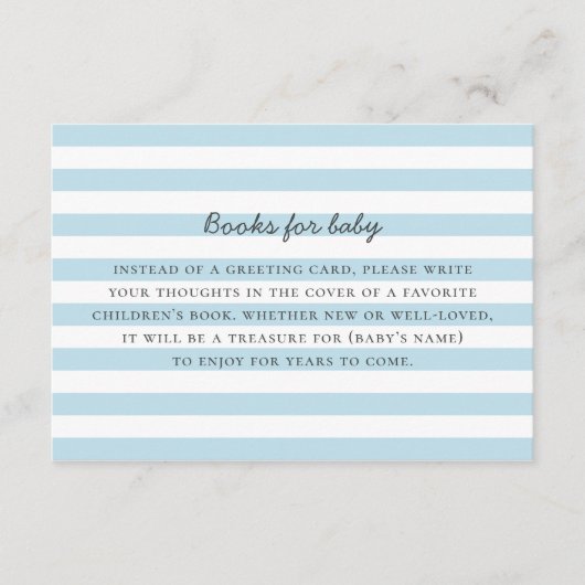 Carte D'accompagnement Apportez le livre pour la demande de bébé garçon. (Devant)