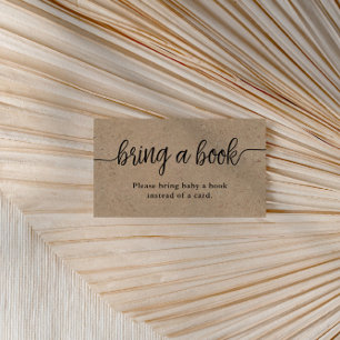 Carte D'accompagnement Apportez un livre, Rustic Kraft Baby shower de cal